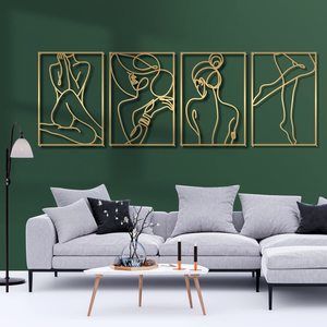 4 Pack Gold Wall Art Décor, Minimalist Décor Single Line Art Wall Décor, Real🌟